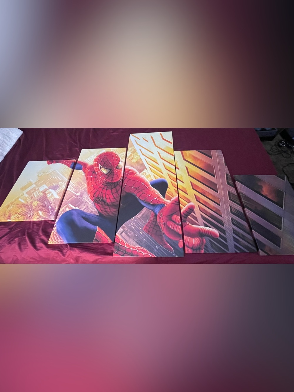 Spiderman Multi-Panel Canvas Art - Red, Blue, Yellow